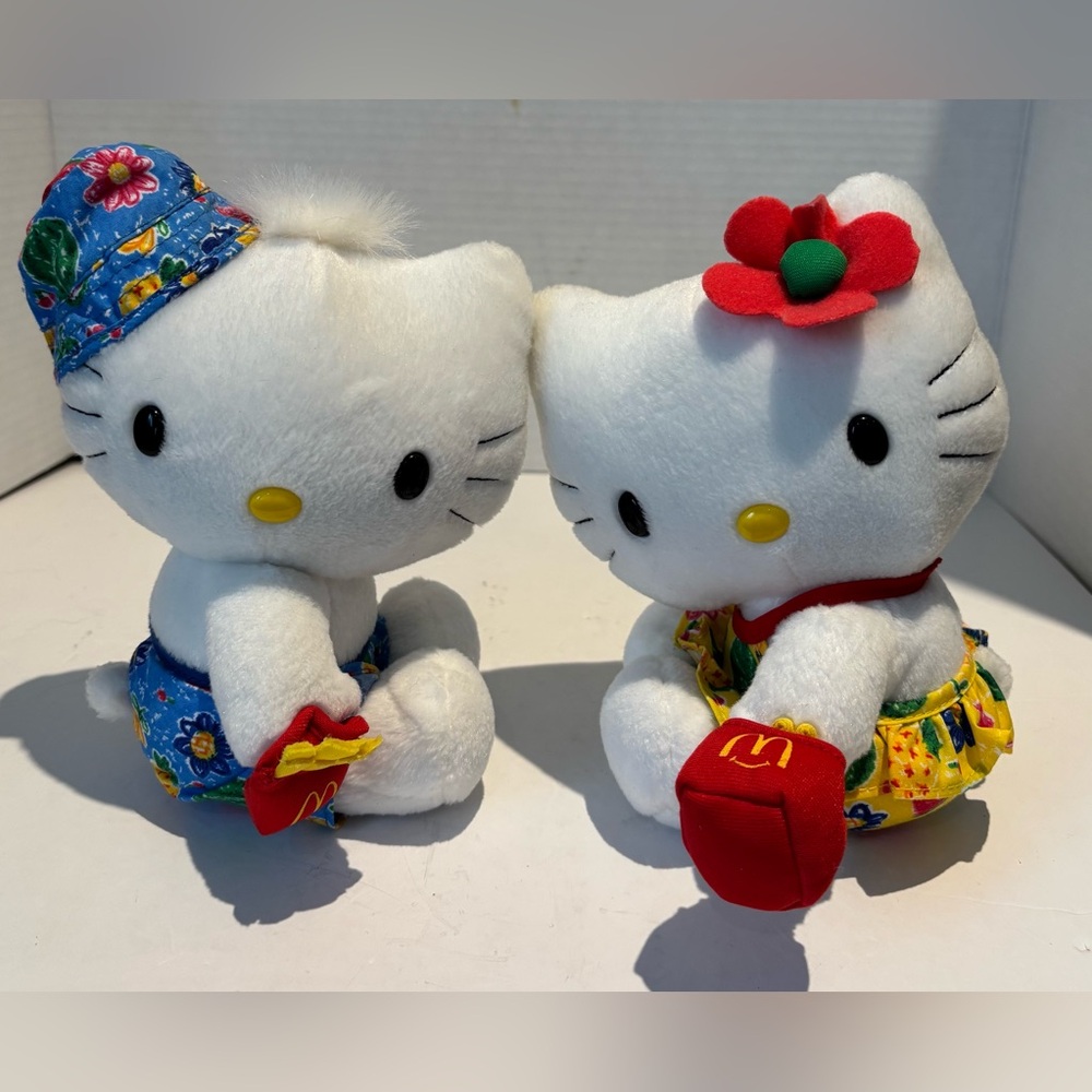 Vintage 1999 Hello Kitty McDonalds Plush - 2 Swim Suit Plushies VGUC